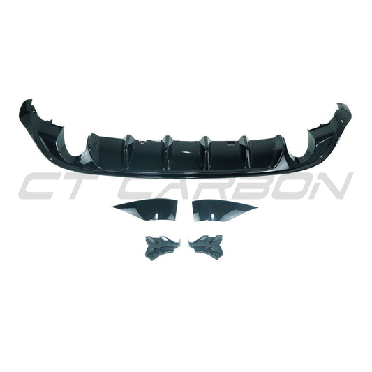 VOLKSWAGEN GOLF GTI/GTD MK7.5 2017-2020 GLOSS BLACK DIFFUSER-Diffuser-BLAK BY CT-CT Carbon - High-quality carbon fiber and gloss black aerodynamic parts for premium sports and luxury vehicles.