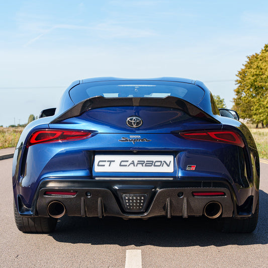 TOYOTA SUPRA 2019+ A90 CARBON FIBRE DIFFUSER ADD ON-Diffuser-CT CARBON-CT Carbon - High-quality carbon fiber and gloss black aerodynamic parts for premium sports and luxury vehicles.