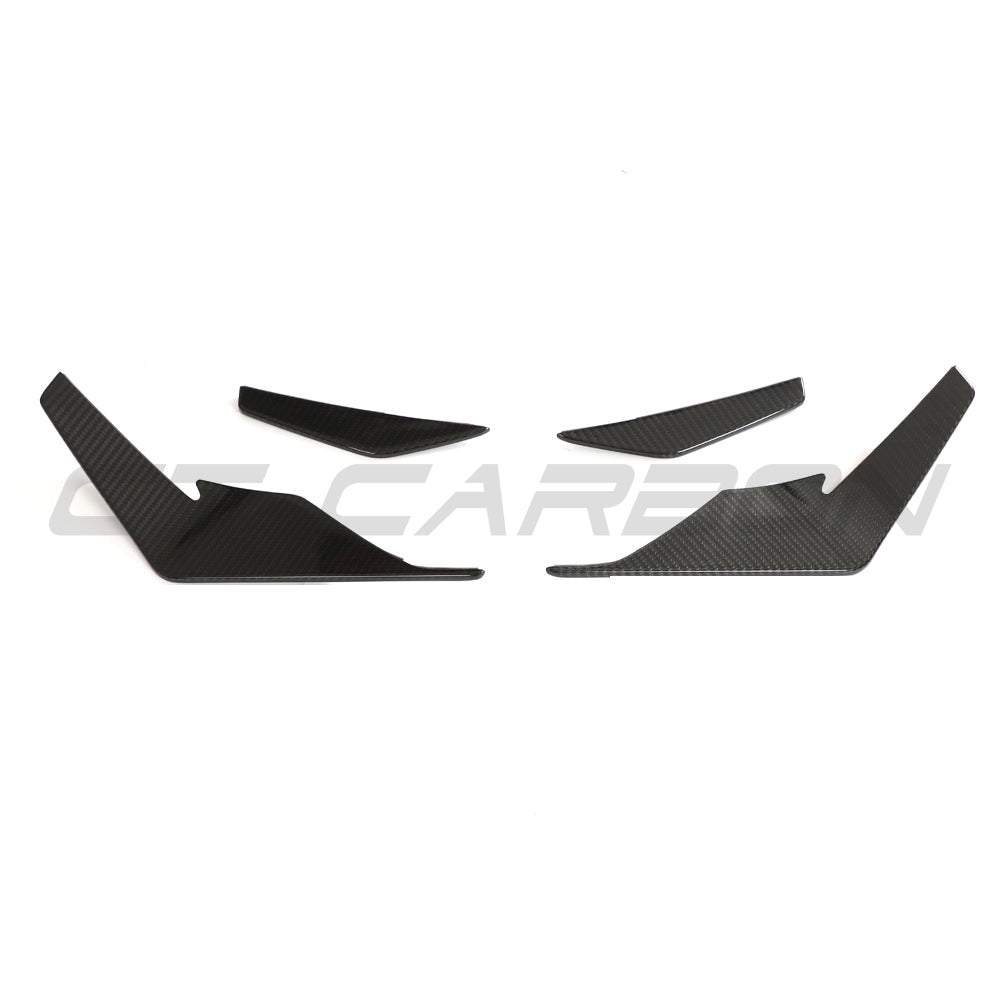 AUDI R8 V10 GEN 2.5 2020-2023 CARBON FIBRE FRONT CANARDS - V2-Spoiler-CT CARBON-CT Carbon - High-quality carbon fiber and gloss black aerodynamic parts for premium sports and luxury vehicles.
