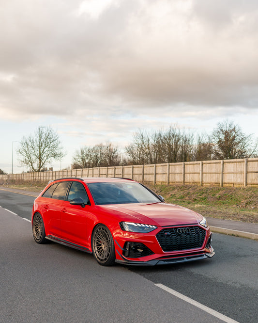 AUDI RS4 B9.5 CARBON FIBRE FRONT CANARDS- CT DESIGN-Accessories-CT CARBON-CT Carbon - High-quality carbon fiber and gloss black aerodynamic parts for premium sports and luxury vehicles.
