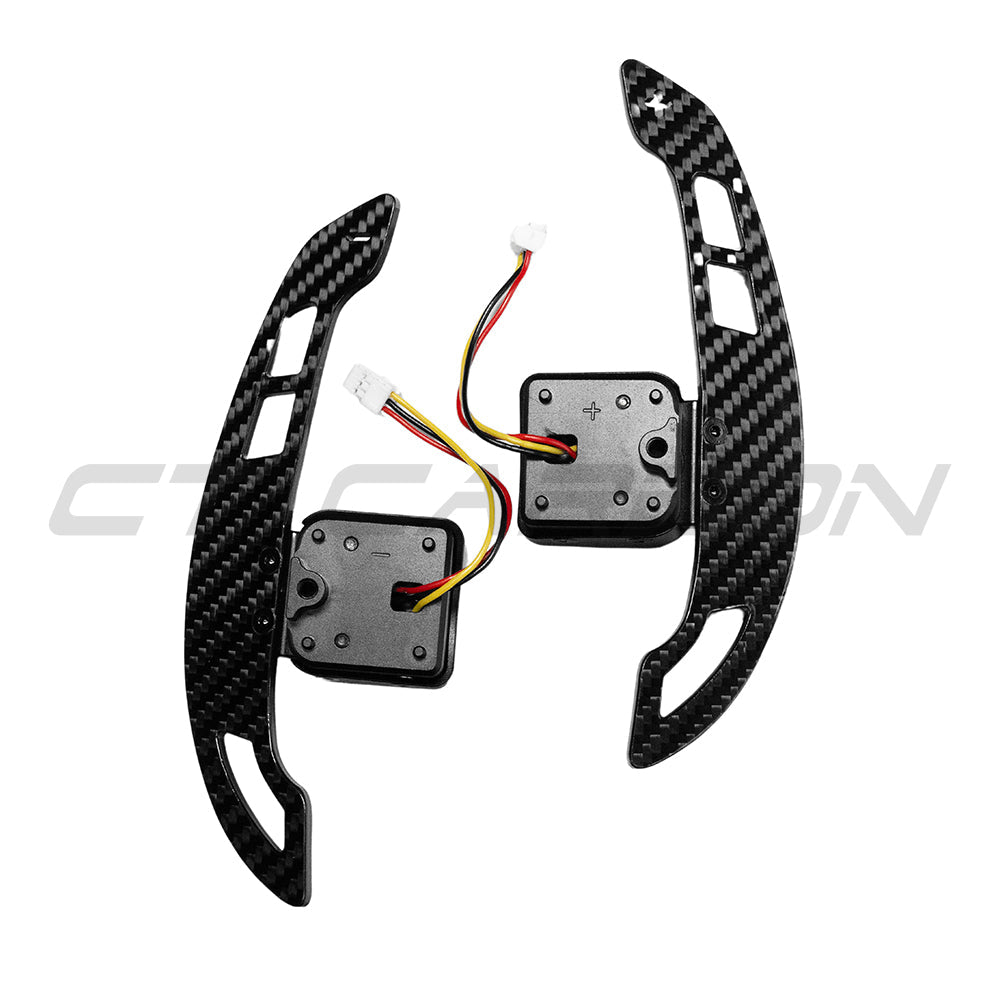 AUDI RS6/RS7/RSQ8 MAGNETIC 2019+ CARBON FIBRE SHIFTER PADDLES-Accessories-CT CARBON-CT Carbon - High-quality carbon fiber and gloss black aerodynamic parts for premium sports and luxury vehicles.