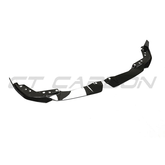 BMW 3 SERIES 2022+ G20/G21 GLOSS BLACK LCI SPLITTER-Splitter-BLAK BY CT-CT Carbon - High-quality carbon fiber and gloss black aerodynamic parts for premium sports and luxury vehicles.
