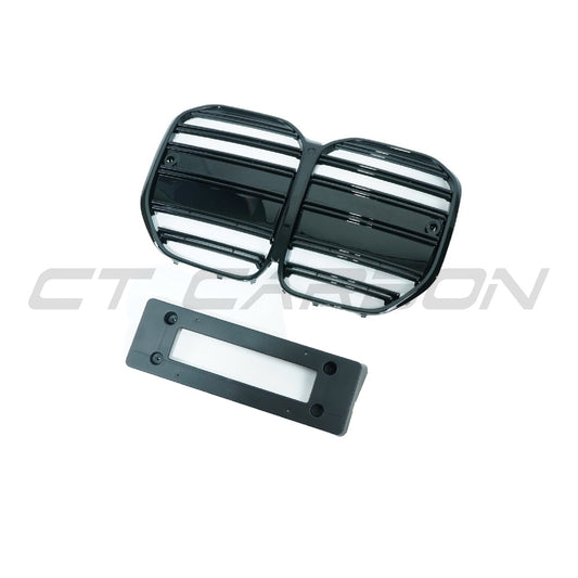 BMW 4 SERIES G22/G23 2020+ GLOSS BLACK GRILLE - GT STYLE-Grille-BLAK BY CT-CT Carbon - High-quality carbon fiber and gloss black aerodynamic parts for premium sports and luxury vehicles.