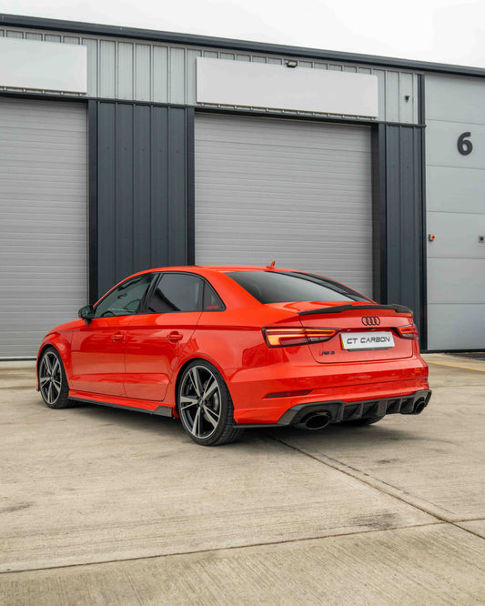AUDI RS3 8V SALOON REAR CARBON DIFFUSER WITH DTM LIGHT-Diffuser-CT CARBON-CT Carbon - High-quality carbon fiber and gloss black aerodynamic parts for premium sports and luxury vehicles.