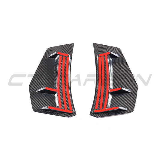 AUDI R8 V10 GEN 2 2015-2019 CARBON FIBRE REAR BUMPER CORNERS-Accessories-CT CARBON-CT Carbon - High-quality carbon fiber and gloss black aerodynamic parts for premium sports and luxury vehicles.