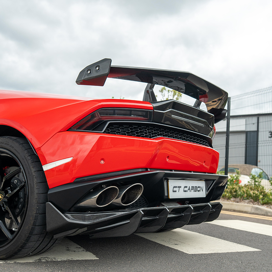 LAMBORGHINI HURACAN LP-580/LP-610 & EVO CARBON FIBRE SPOILER/WING - CT DESIGN-Spoiler-CT CARBON-CT Carbon - High-quality carbon fiber and gloss black aerodynamic parts for premium sports and luxury vehicles.