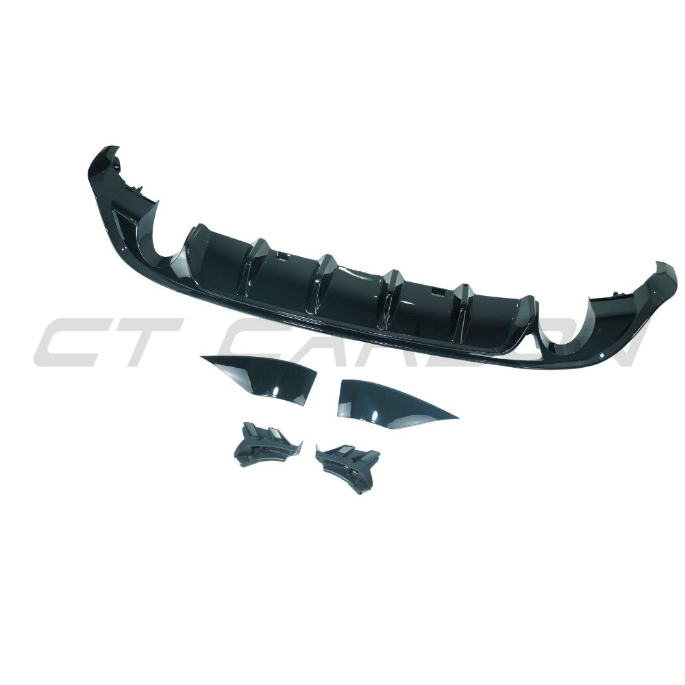 VOLKSWAGEN GOLF GTI/GTD MK7.5 2017-2020 GLOSS BLACK DIFFUSER-Diffuser-BLAK BY CT-CT Carbon - High-quality carbon fiber and gloss black aerodynamic parts for premium sports and luxury vehicles.