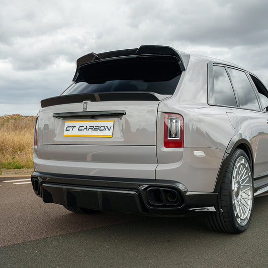 ROLLS ROYCE CULLINAN CARBON FIBRE MIDDLE SPOILER - CT DESIGN-Spoiler-CT Carbon-CT Carbon - High-quality carbon fiber and gloss black aerodynamic parts for premium sports and luxury vehicles.