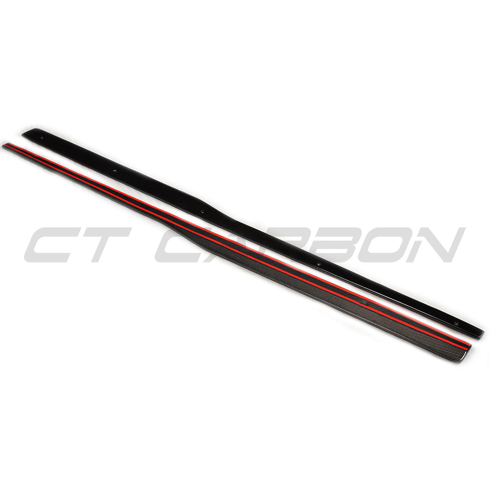 VW GOLF GTD/GTI MK7/7.5 2014-2020 CARBON FIBRE SIDE SKIRTS-Side Skirts-CT CARBON-CT Carbon - High-quality carbon fiber and gloss black aerodynamic parts for premium sports and luxury vehicles.