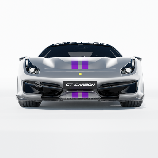 FERRARI 488 PISTA CARBON FIBRE SPLITTER - CT DESIGN-Splitter-CT CARBON-CT Carbon - High-quality carbon fiber and gloss black aerodynamic parts for premium sports and luxury vehicles.