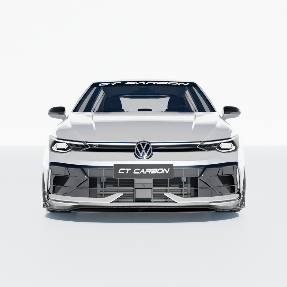 VW GOLF MK8.5 R CARBON FIBRE SPLITTER - CT DESIGN-Splitter-CT CARBON-CT Carbon - High-quality carbon fiber and gloss black aerodynamic parts for premium sports and luxury vehicles.