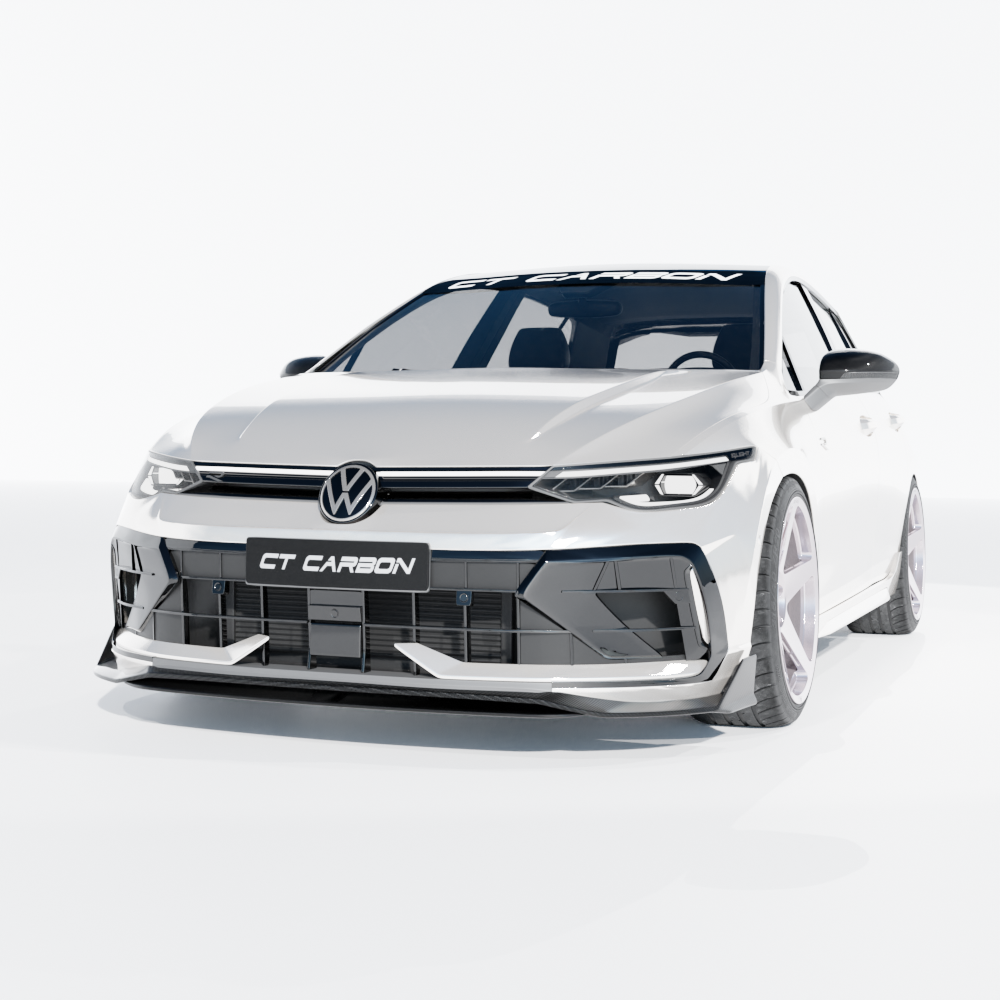 VW GOLF MK8.5 R CARBON FIBRE SPLITTER - CT DESIGN-Splitter-CT CARBON-CT Carbon - High-quality carbon fiber and gloss black aerodynamic parts for premium sports and luxury vehicles.