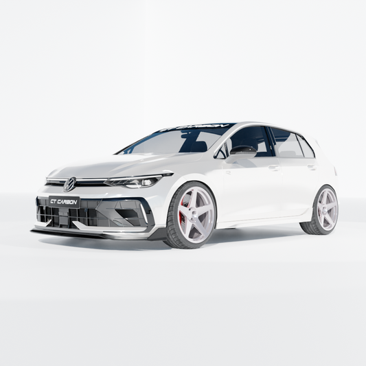 VW GOLF MK8.5 R CARBON FIBRE SPLITTER - CT DESIGN-Splitter-CT CARBON-CT Carbon - High-quality carbon fiber and gloss black aerodynamic parts for premium sports and luxury vehicles.