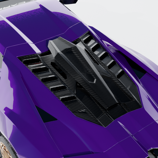 LAMBORGHINI REVUELTO CARBON FIBRE ENGINE COVER & ROOF SCOOP - CT DESIGN-Roof Scoop-CT CARBON-CT Carbon - High-quality carbon fiber and gloss black aerodynamic parts for premium sports and luxury vehicles.