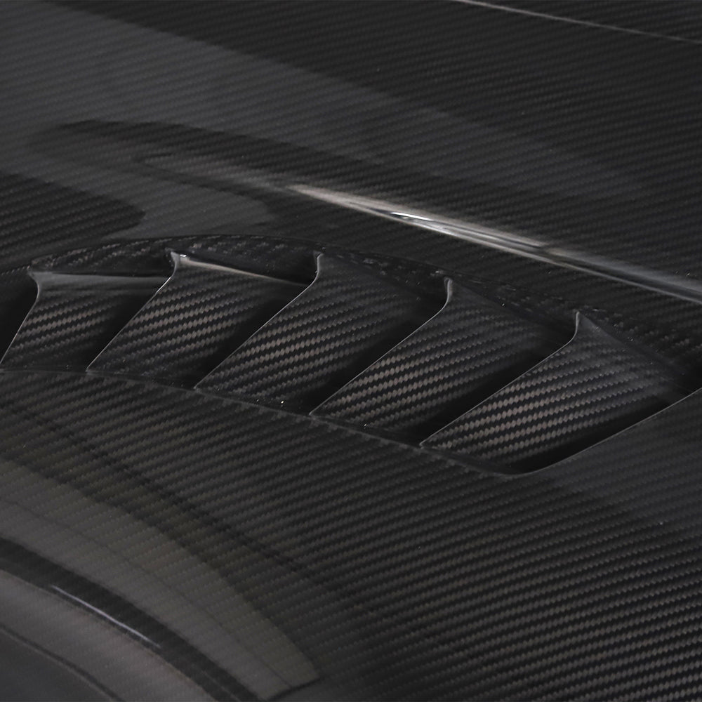 TOYOTA SUPRA 2019+ A90 CARBON FIBRE FRONT HOOD/BONNET-Bonnet-CT CARBON-CT Carbon - High-quality carbon fiber and gloss black aerodynamic parts for premium sports and luxury vehicles.