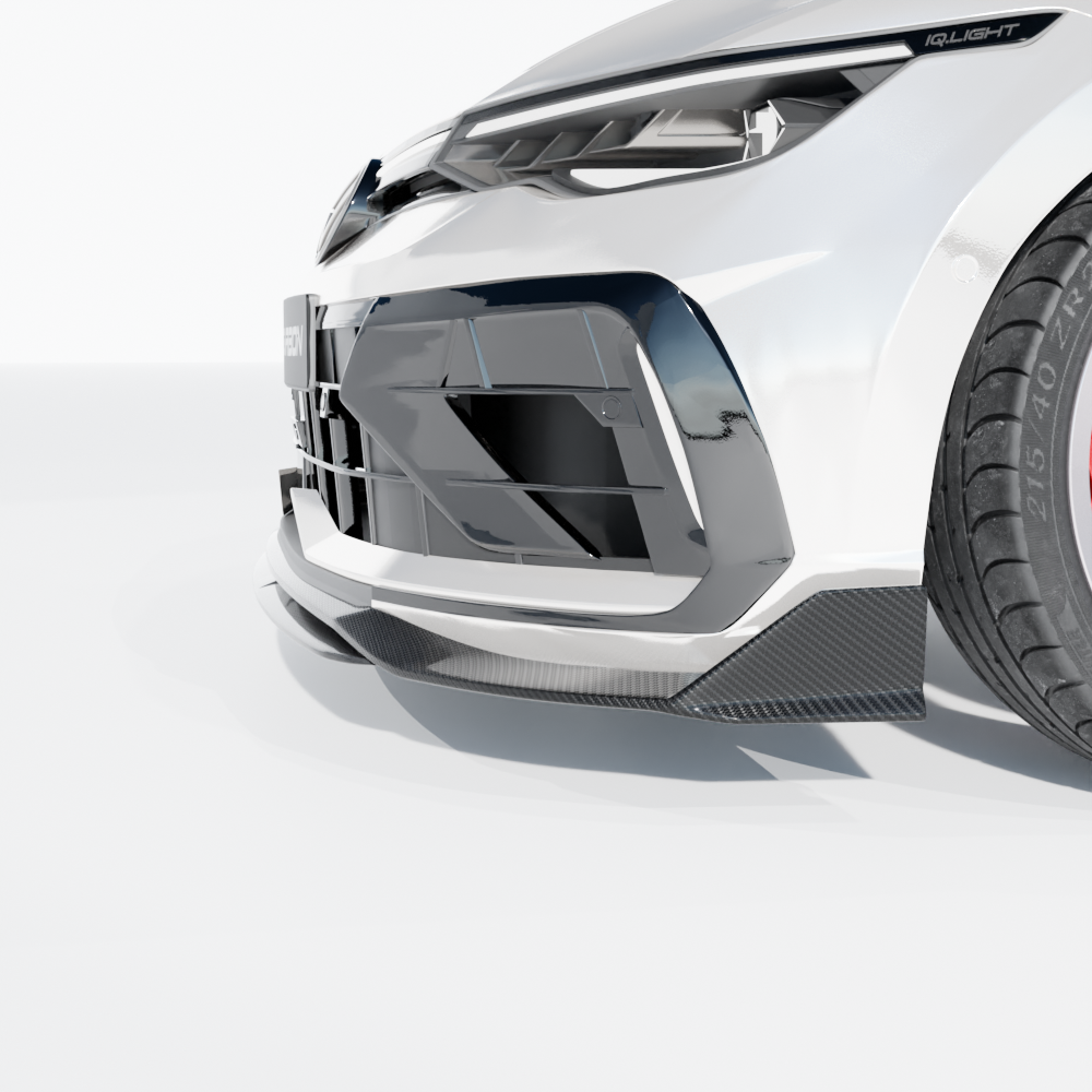 VW GOLF MK8.5 R CARBON FIBRE SPLITTER - CT DESIGN-Splitter-CT CARBON-CT Carbon - High-quality carbon fiber and gloss black aerodynamic parts for premium sports and luxury vehicles.