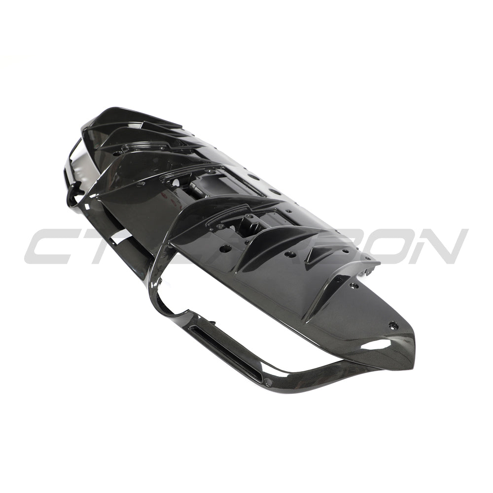 FERRARI F8 2019-2023 CARBON FIBRE DIFFUSER-Diffuser-CT CARBON-CT Carbon - High-quality carbon fiber and gloss black aerodynamic parts for premium sports and luxury vehicles.