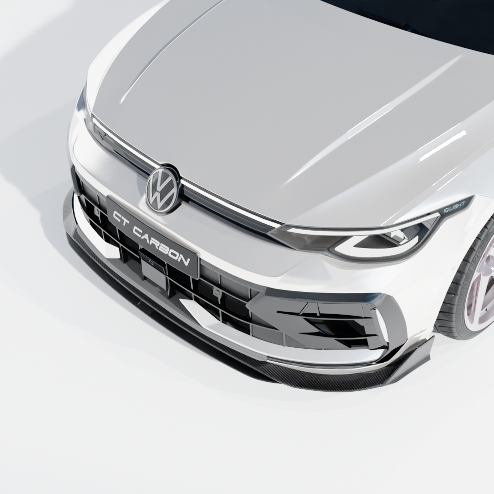 VW GOLF MK8.5 R CARBON FIBRE SPLITTER - CT DESIGN-Splitter-CT CARBON-CT Carbon - High-quality carbon fiber and gloss black aerodynamic parts for premium sports and luxury vehicles.