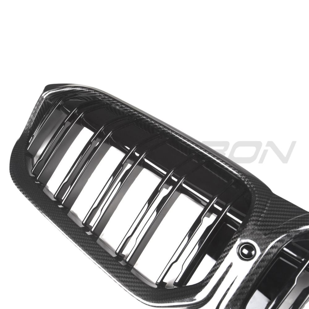 BMW 3 SERIES G20/G21 LCI 2022+ CARBON FIBRE DOUBLE SLAT GRILLE-Accessories-CT CARBON-CT Carbon - High-quality carbon fiber and gloss black aerodynamic parts for premium sports and luxury vehicles.