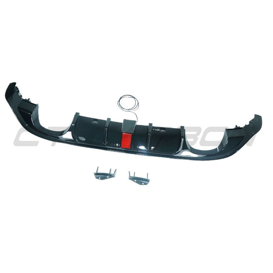 VOLKSWAGEN GOLF R MK7.5 2017-2020 GLOSS BLACK DIFFUSER WITH LED LIGHT-Diffuser-BLAK BY CT-CT Carbon - High-quality carbon fiber and gloss black aerodynamic parts for premium sports and luxury vehicles.