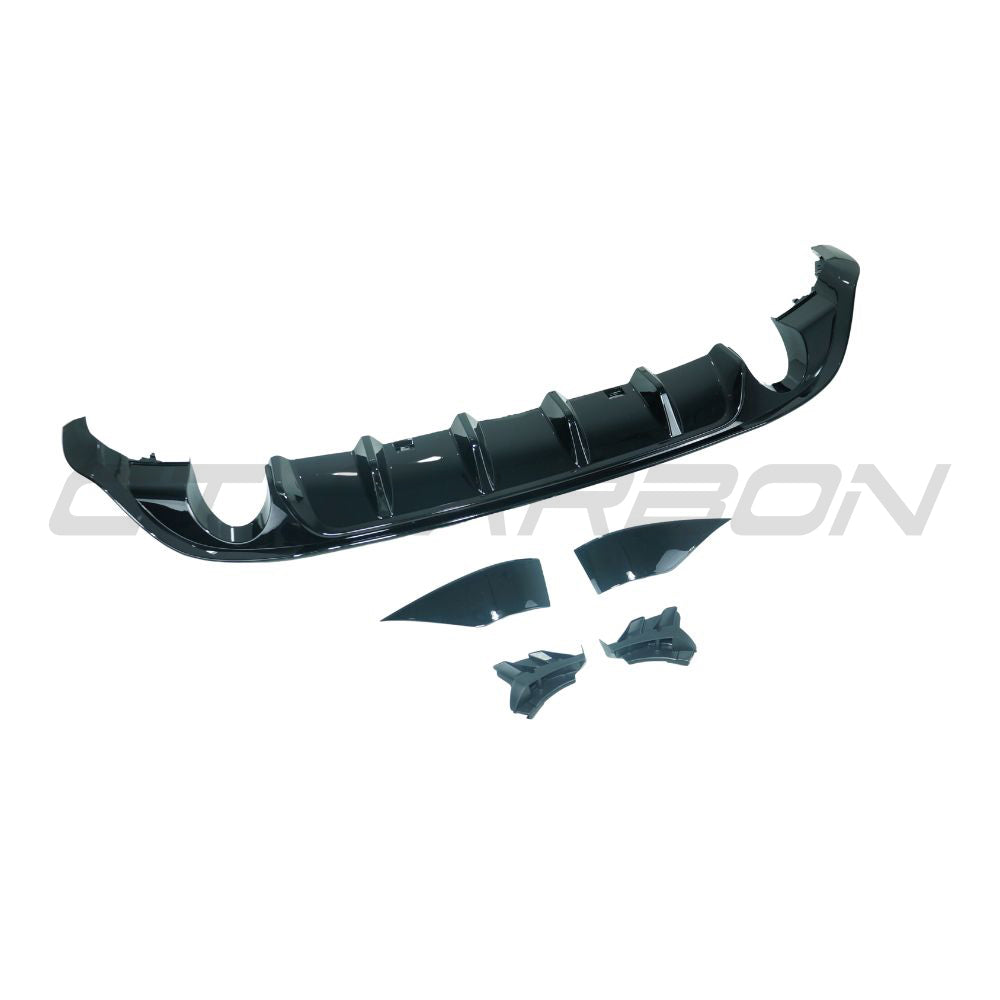 VOLKSWAGEN GOLF GTI/GTD MK7.5 2017-2020 GLOSS BLACK DIFFUSER-Diffuser-BLAK BY CT-CT Carbon - High-quality carbon fiber and gloss black aerodynamic parts for premium sports and luxury vehicles.