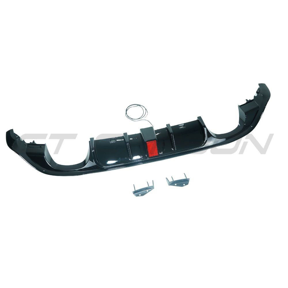 VOLKSWAGEN GOLF R MK7.5 2017-2020 GLOSS BLACK DIFFUSER WITH LED LIGHT-Diffuser-BLAK BY CT-CT Carbon - High-quality carbon fiber and gloss black aerodynamic parts for premium sports and luxury vehicles.