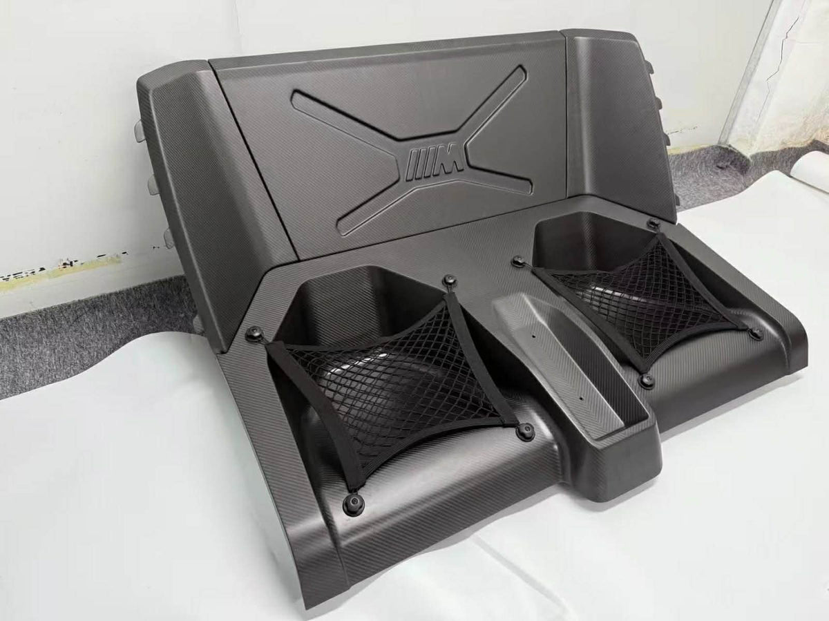 BMW M3/M4 SPLITTER - Rear Seat Delete in full dry carbon fiber.