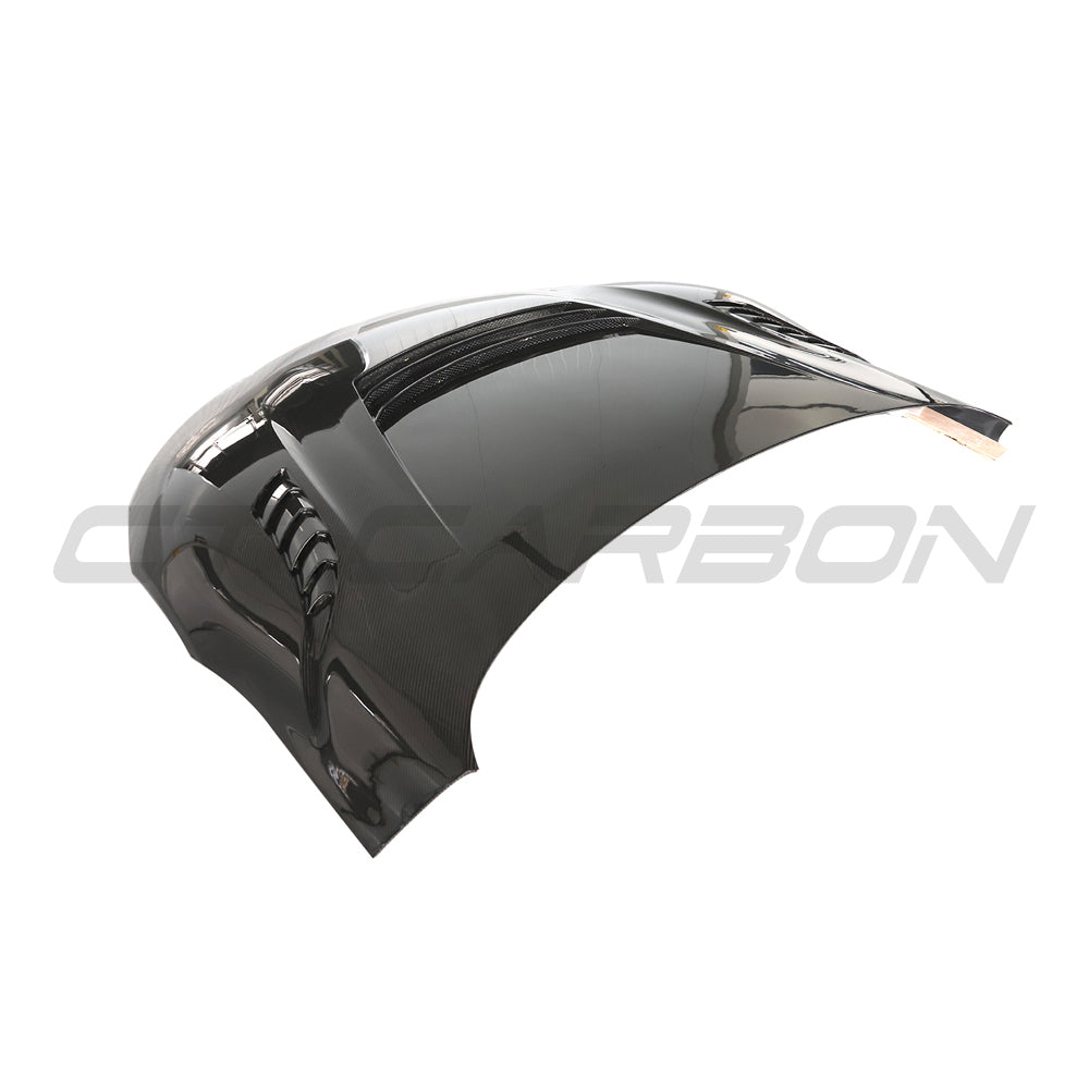 TOYOTA SUPRA 2019+ A90 CARBON FIBRE FRONT HOOD/BONNET-Bonnet-CT CARBON-CT Carbon - High-quality carbon fiber and gloss black aerodynamic parts for premium sports and luxury vehicles.