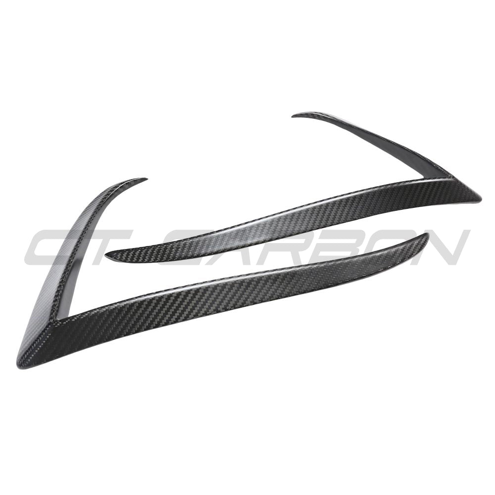 TESLA MODEL 3 2017-2023 CARBON FIBRE FRONT BUMPER CANARDS-Accessories-CT CARBON-CT Carbon - High-quality carbon fiber and gloss black aerodynamic parts for premium sports and luxury vehicles.