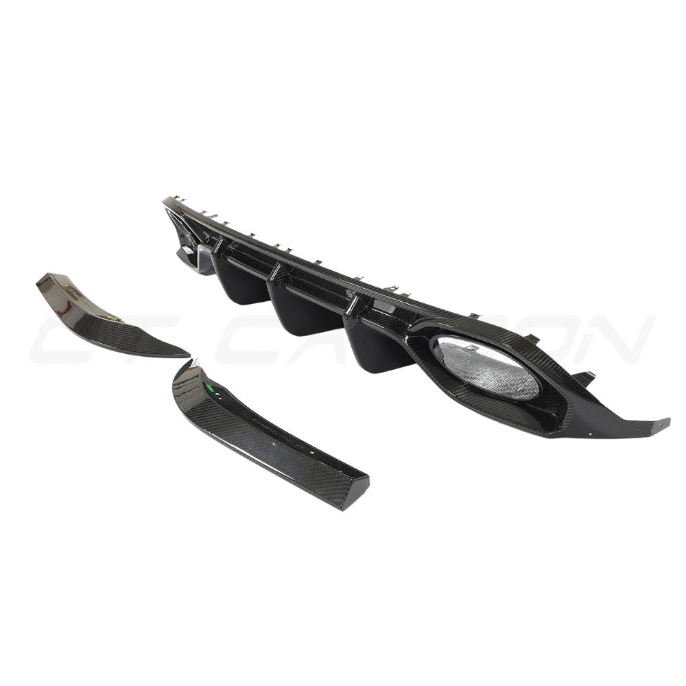 AUDI RS3 8Y 2022-2024 SALOON CARBON FIBRE DIFFUSER - CT DESIGN-Diffuser-CT CARBON-CT Carbon - High-quality carbon fiber and gloss black aerodynamic parts for premium sports and luxury vehicles.