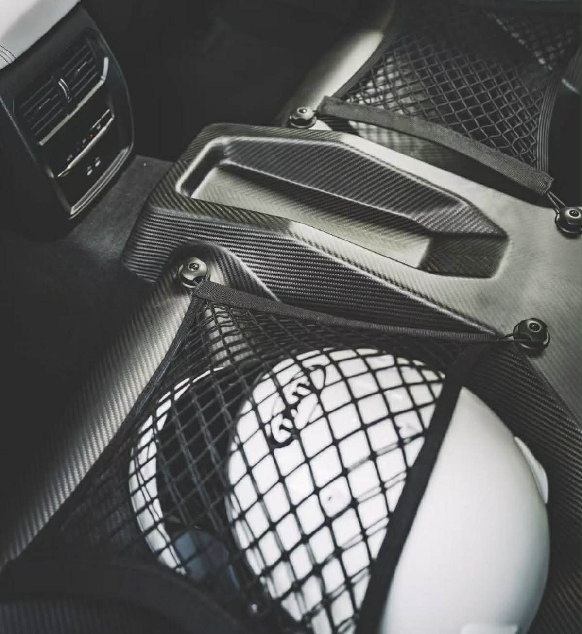 BMW M3/M4 SPLITTER - Rear Seat Delete in full dry carbon fiber.