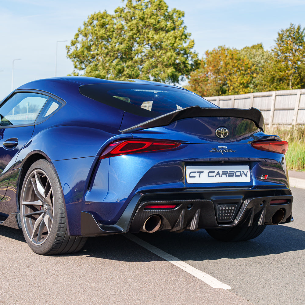 TOYOTA SUPRA 2019+ A90 FULL CARBON FIBRE KIT - V2-Kit-CT CARBON-CT Carbon - High-quality carbon fiber and gloss black aerodynamic parts for premium sports and luxury vehicles.