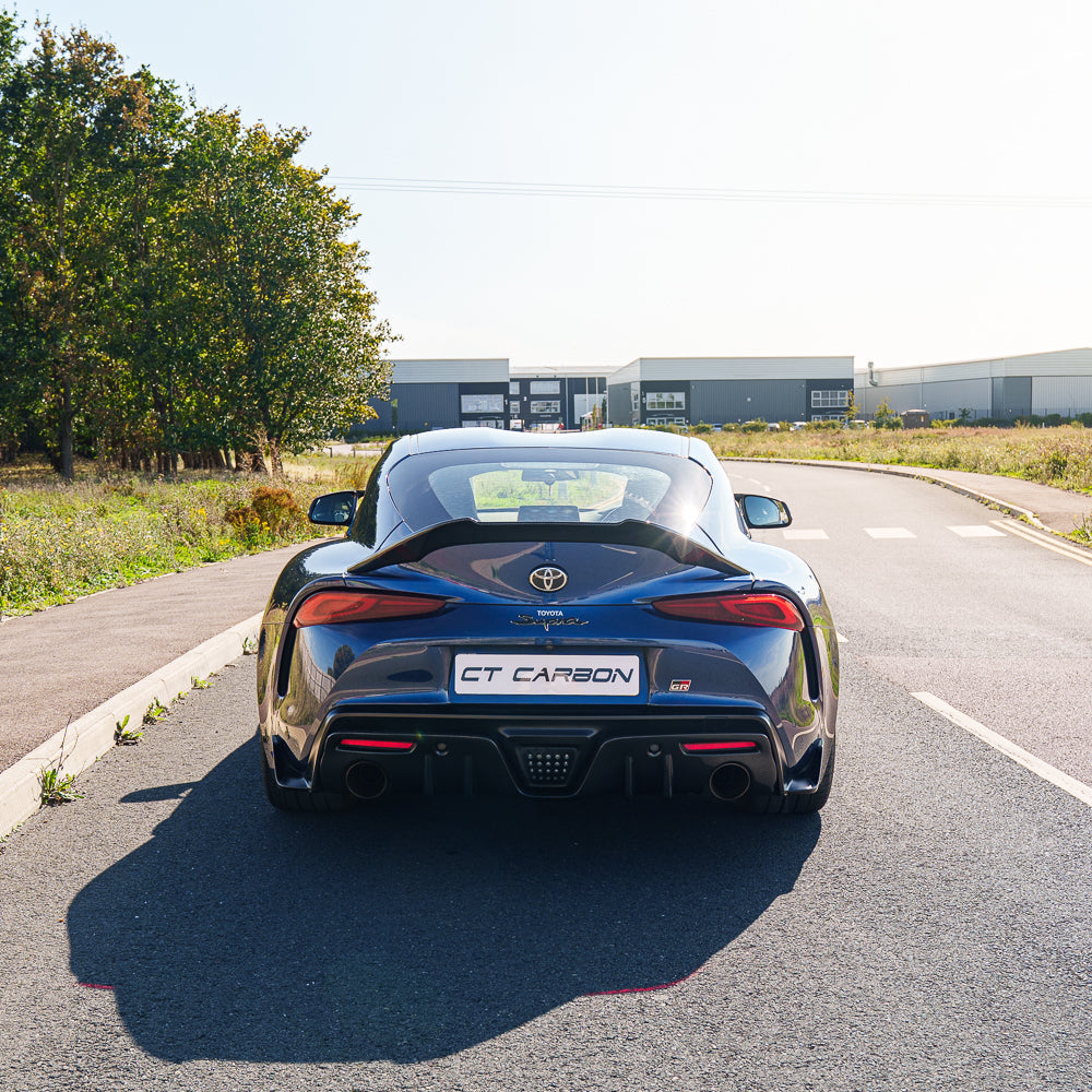 TOYOTA SUPRA 2019+ A90 CARBON FIBRE DIFFUSER ADD ON-Diffuser-CT CARBON-CT Carbon - High-quality carbon fiber and gloss black aerodynamic parts for premium sports and luxury vehicles.