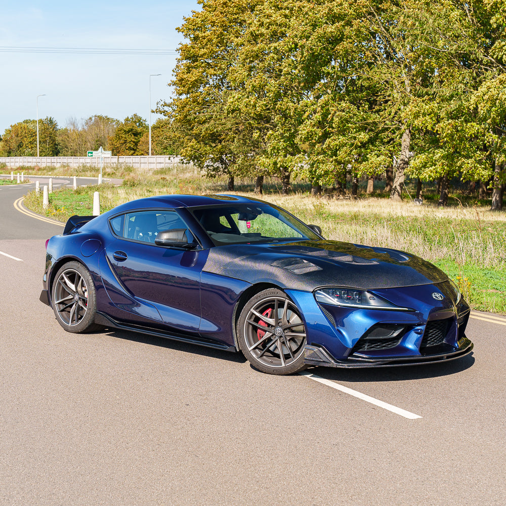TOYOTA SUPRA 2019+ A90 CARBON FIBRE SIDE SKIRTS - V1-Side Skirts-CT CARBON-CT Carbon - High-quality carbon fiber and gloss black aerodynamic parts for premium sports and luxury vehicles.