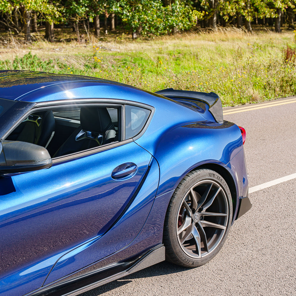 TOYOTA SUPRA 2019+ A90 FULL CARBON FIBRE KIT - V2-Kit-CT CARBON-CT Carbon - High-quality carbon fiber and gloss black aerodynamic parts for premium sports and luxury vehicles.