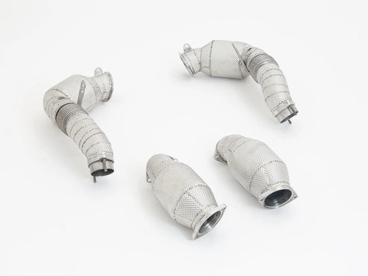 Aulitzky Exhaust | ECE Downpipe mit 4x Sport-Kat | passend für BMW M5/M8/X5M/X6M inkl. Competition/CS (F90/F92/F95/F96) S63