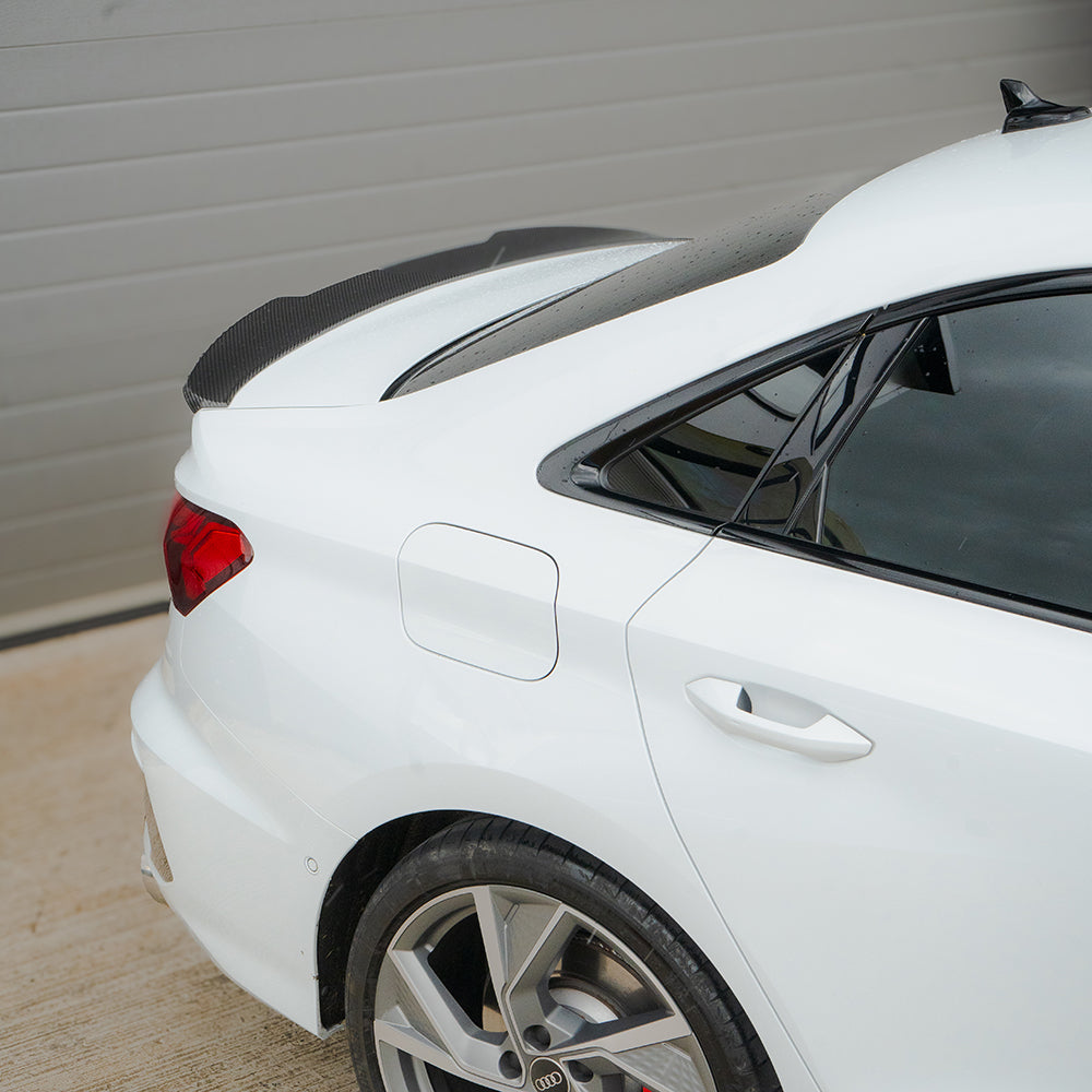 AUDI A3/S3/RS3 8Y 2022+ SALOON CARBON FIBRE SPOILER - CT DESIGN-Spoiler-CT CARBON-CT Carbon - High-quality carbon fiber and gloss black aerodynamic parts for premium sports and luxury vehicles.