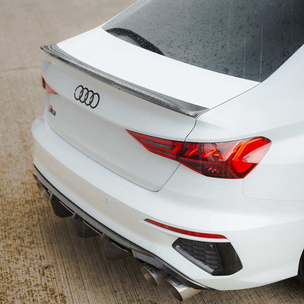 AUDI A3/S3/RS3 8Y 2022+ SALOON CARBON FIBRE SPOILER - CT DESIGN-Spoiler-CT CARBON-CT Carbon - High-quality carbon fiber and gloss black aerodynamic parts for premium sports and luxury vehicles.