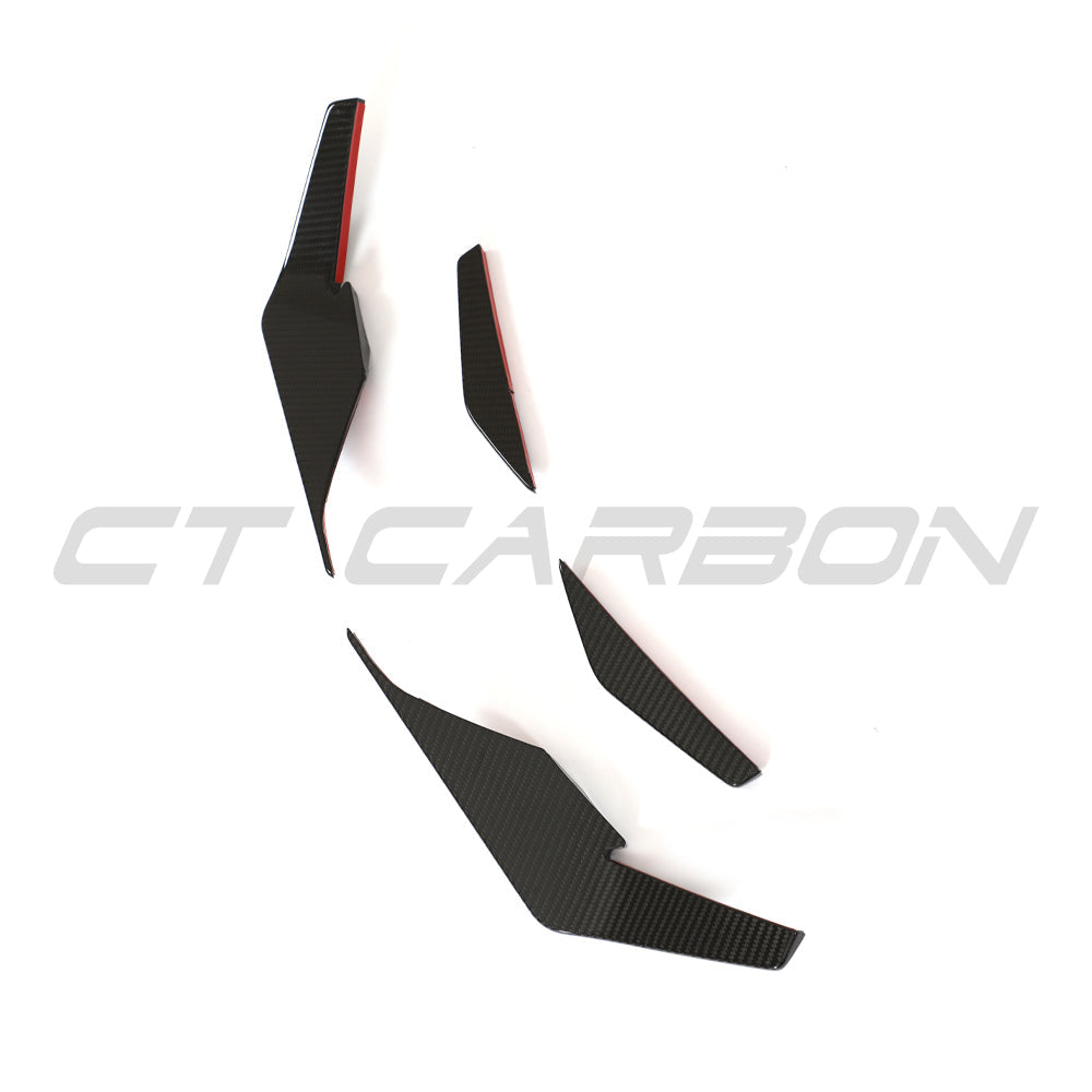 AUDI R8 V10 GEN 2.5 2020-2023 CARBON FIBRE FRONT CANARDS - V2-Spoiler-CT CARBON-CT Carbon - High-quality carbon fiber and gloss black aerodynamic parts for premium sports and luxury vehicles.