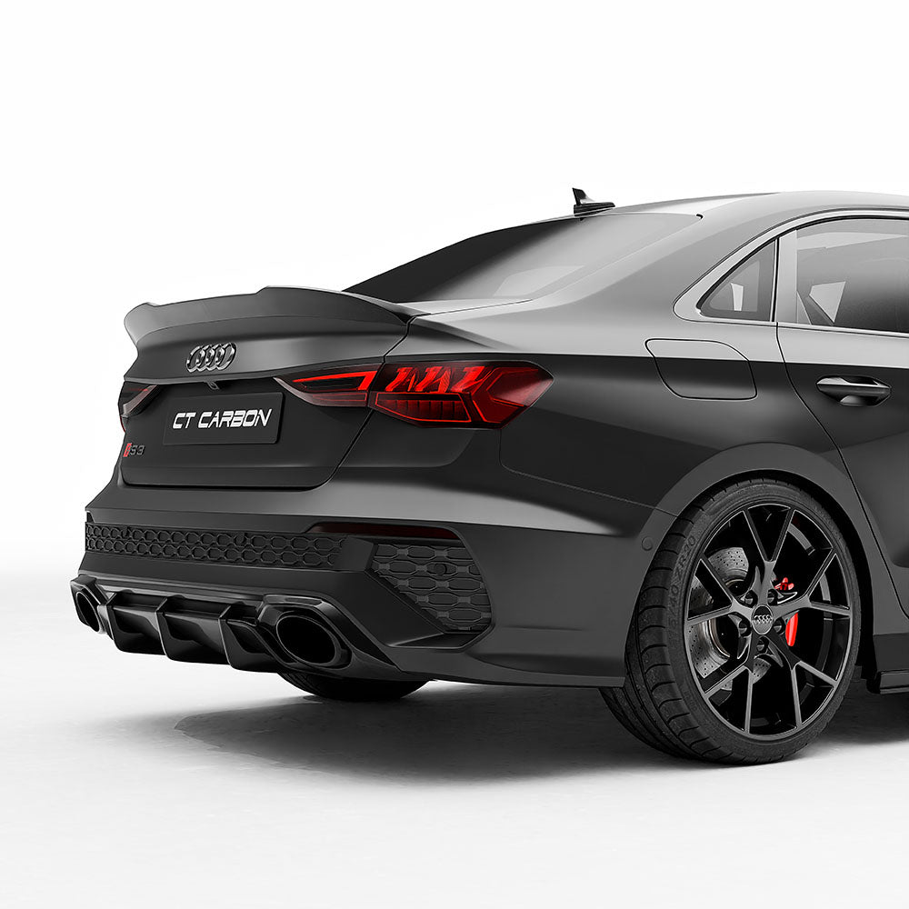 AUDI RS3 8Y 2022-2024 CARBON FIBRE REAR DIFFUSER V2 - CT DESIGN-Diffuser-CT CARBON-CT Carbon - High-quality carbon fiber and gloss black aerodynamic parts for premium sports and luxury vehicles.