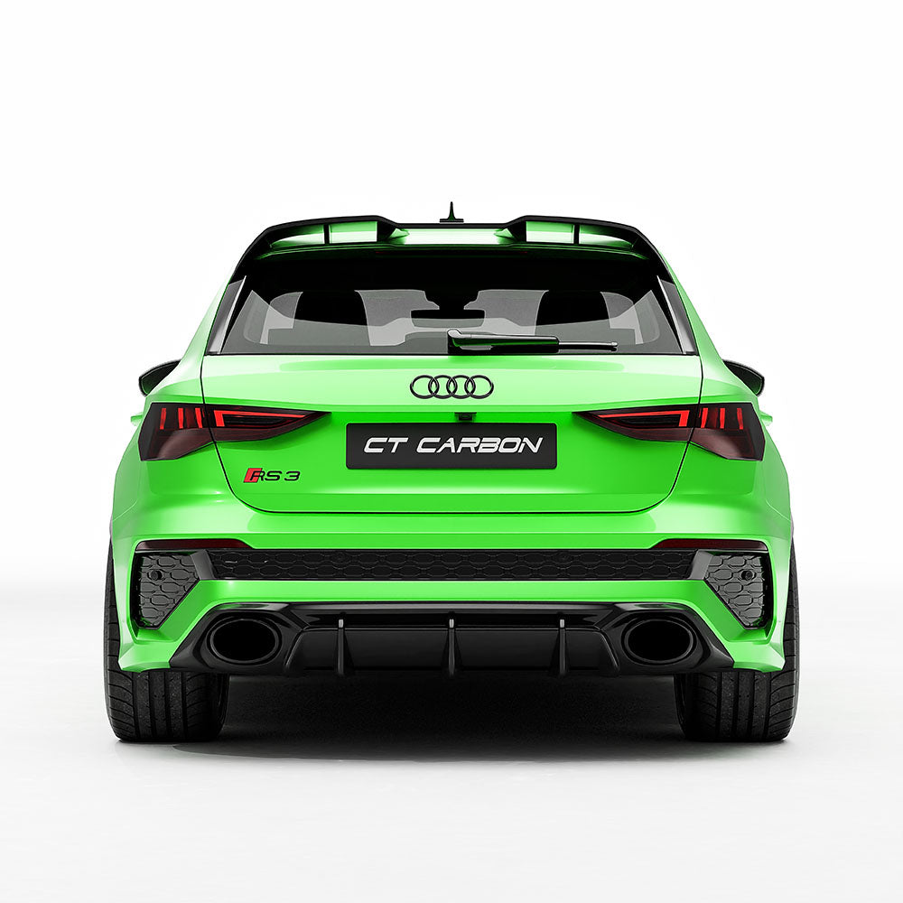 AUDI RS3 8Y 2022-2024 CARBON FIBRE REAR DIFFUSER V2 - CT DESIGN-Diffuser-CT CARBON-CT Carbon - High-quality carbon fiber and gloss black aerodynamic parts for premium sports and luxury vehicles.
