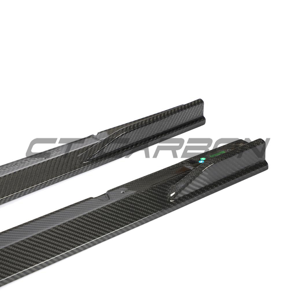 AUDI RS6/RS7 C8 AVANT CARBON FIBRE SIDE SKIRTS - CT DESIGN-Side Skirts-CT CARBON-CT Carbon - High-quality carbon fiber and gloss black aerodynamic parts for premium sports and luxury vehicles.