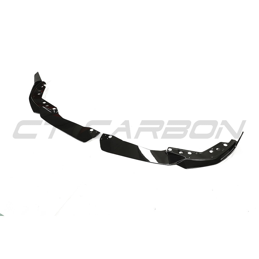 BMW 3 SERIES 2022+ G20/G21 GLOSS BLACK LCI SPLITTER-Splitter-BLAK BY CT-CT Carbon - High-quality carbon fiber and gloss black aerodynamic parts for premium sports and luxury vehicles.
