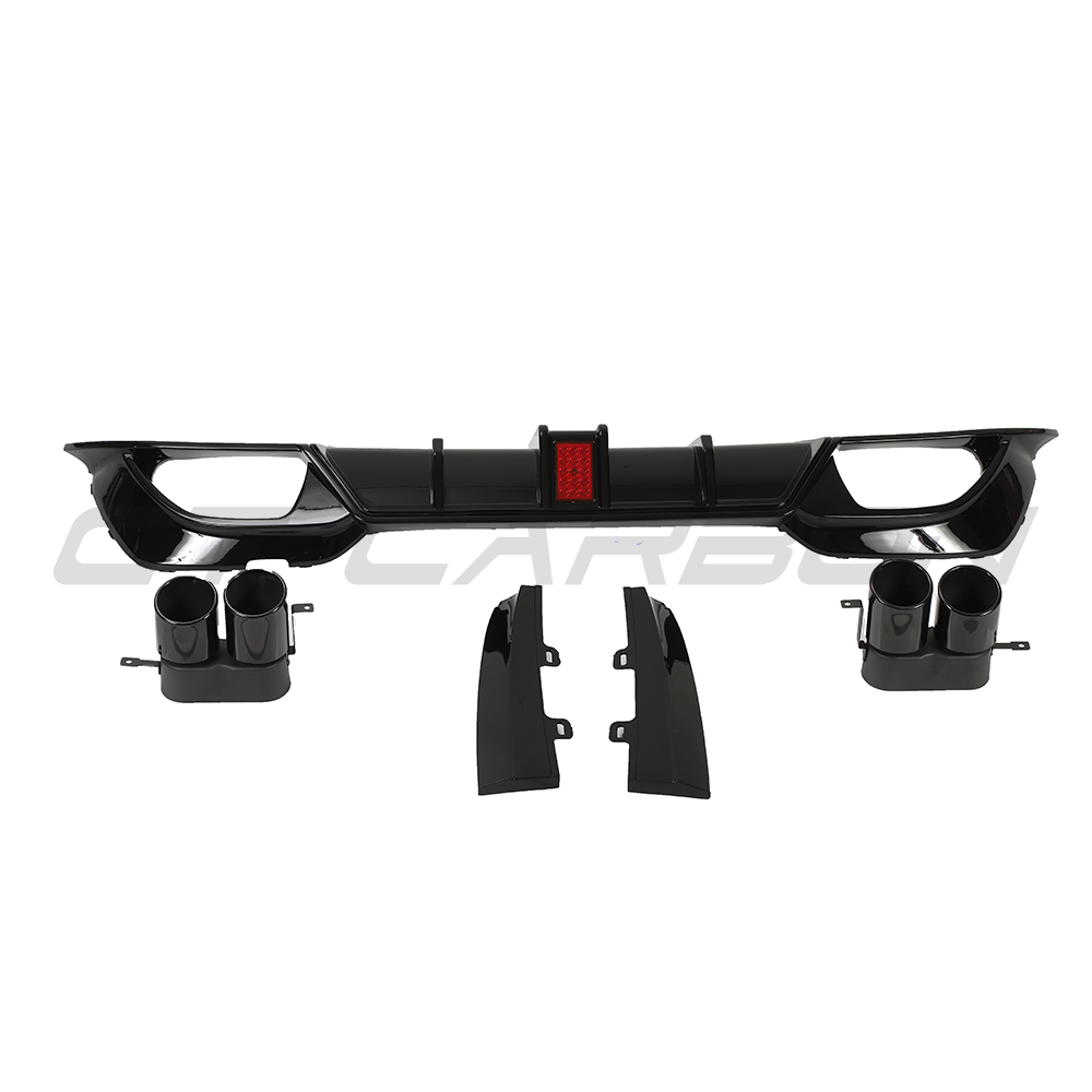 BMW 3 SERIES G20/G21 GLOSS LED BLACK DIFFUSER WITH TIPS-Diffuser-BLAK BY CT-CT Carbon - High-quality carbon fiber and gloss black aerodynamic parts for premium sports and luxury vehicles.