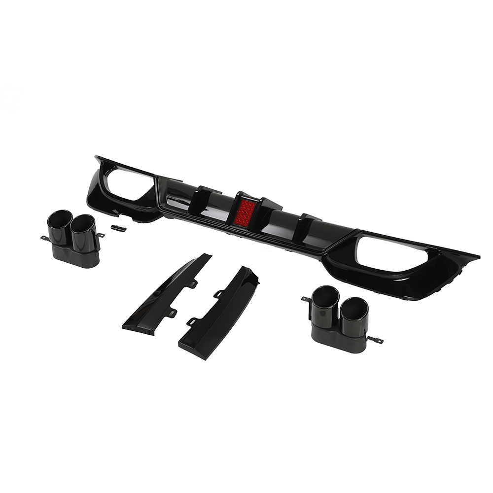 BMW 3 SERIES G20/G21 GLOSS LED BLACK DIFFUSER WITH TIPS-Diffuser-BLAK BY CT-CT Carbon - High-quality carbon fiber and gloss black aerodynamic parts for premium sports and luxury vehicles.