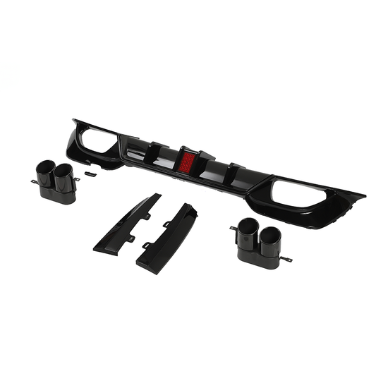 BMW 3 SERIES G20/G21 GLOSS LED BLACK DIFFUSER WITH TIPS-Diffuser-BLAK BY CT-CT Carbon - High-quality carbon fiber and gloss black aerodynamic parts for premium sports and luxury vehicles.