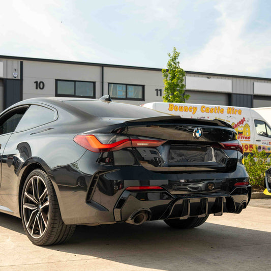 BMW 4 SERIES G22 GLOSS BLACK SPOILER - MP STYLE-Spoiler-BLAK BY CT-CT Carbon - High-quality carbon fiber and gloss black aerodynamic parts for premium sports and luxury vehicles.