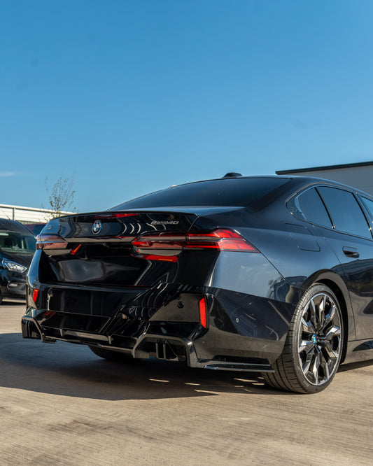 BMW 5 SERIES G60 & i5 2023+ GLOSS BLACK DIFFUSER-Diffuser-BLAK BY CT-CT Carbon - High-quality carbon fiber and gloss black aerodynamic parts for premium sports and luxury vehicles.