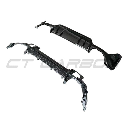 BMW G20/G21 3 SERIES LCI 340I GLOSS BLACK REAR DIFFUSER (SQUARE EXHAUST)-Diffuser-BLAK BY CT-CT Carbon - High-quality carbon fiber and gloss black aerodynamic parts for premium sports and luxury vehicles.