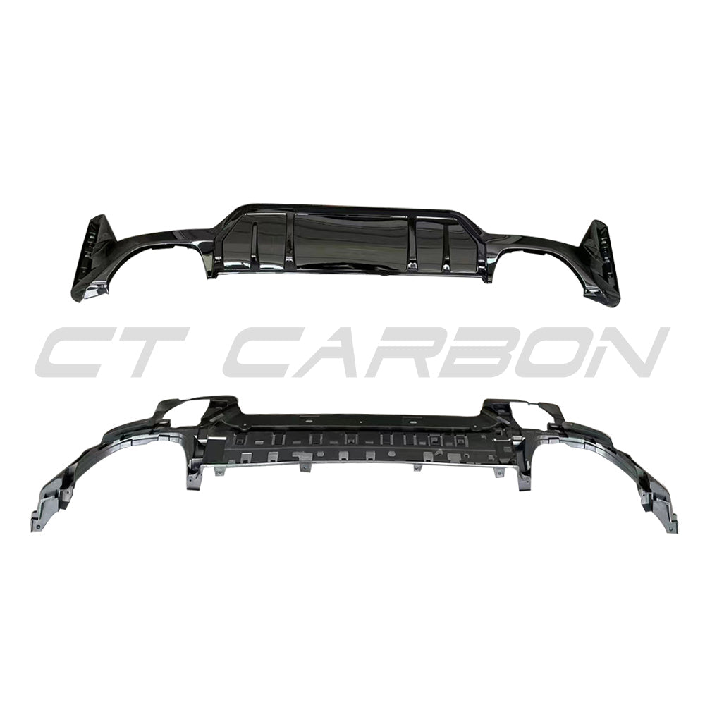 BMW G20/G21 3 SERIES LCI 340I GLOSS BLACK REAR DIFFUSER (SQUARE EXHAUST)-Diffuser-BLAK BY CT-CT Carbon - High-quality carbon fiber and gloss black aerodynamic parts for premium sports and luxury vehicles.